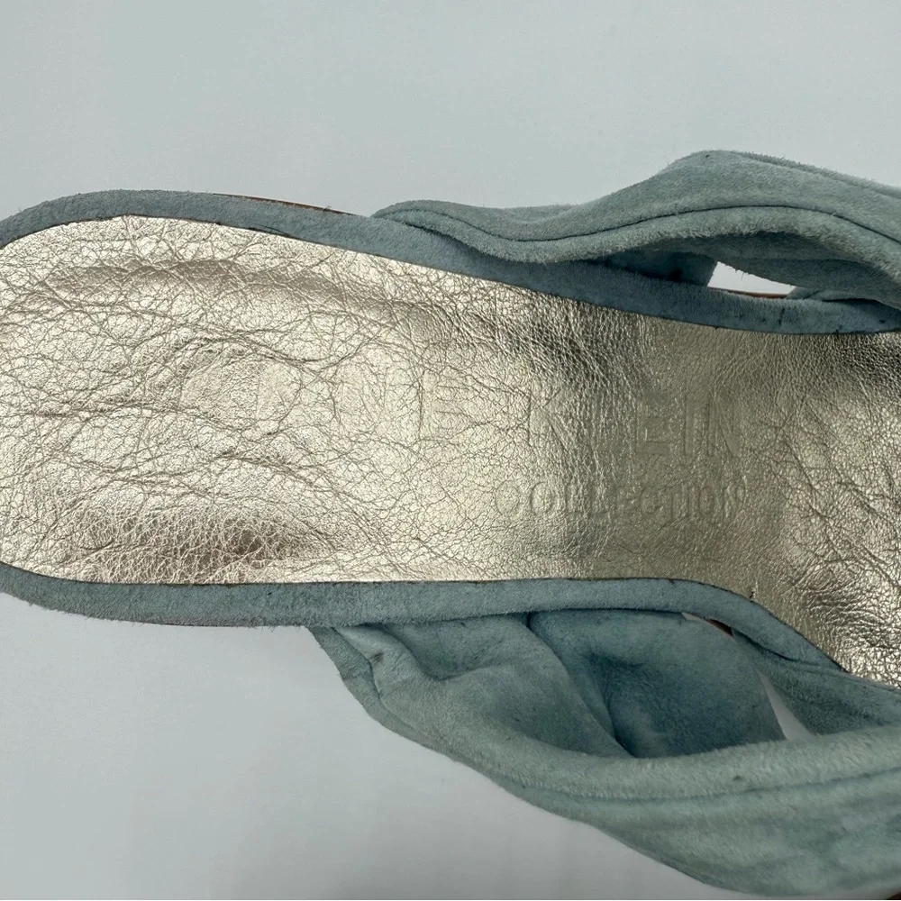 Ann Klein Collection Blue Suede Knot Mules Elegant Slip On Open Toes Sandals - Picture 12 of 12